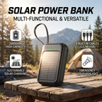 Povew 20000mAh Solar Power Bank – Fast Outdoor Portable Charger with LED Light for All Smartphones
