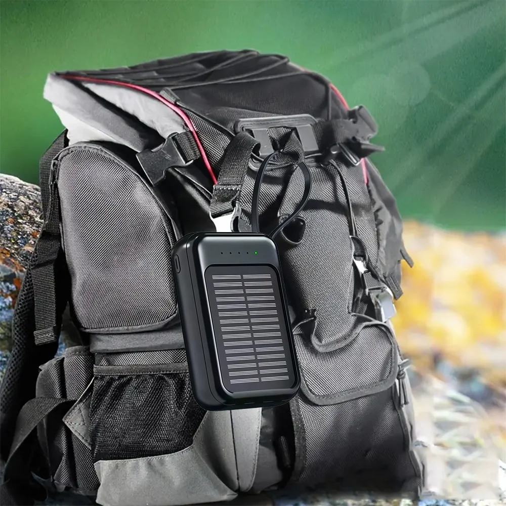 20000mAh Portable Solar Power Bank with LED Flashlight & Compass