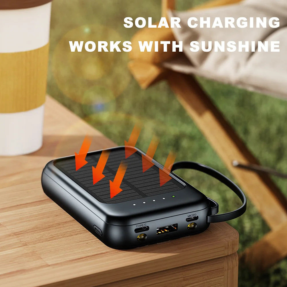 20000mAh Portable Solar Power Bank with LED Flashlight & Compass