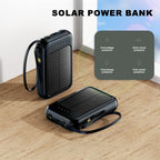 Povew 20000mAh Solar Power Bank – Fast Outdoor Portable Charger with LED Light for All Smartphones