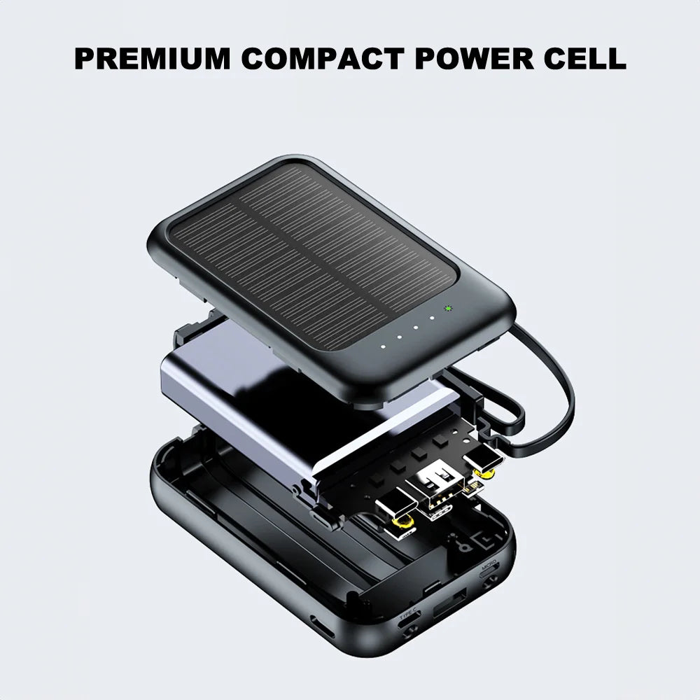 Povew 20000mAh Solar Power Bank – Fast Outdoor Portable Charger with LED Light for All Smartphones