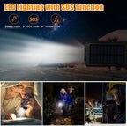 80000mAh Solar Power Bank – Portable Fast Charger with LED Light & Dual USB Ports
