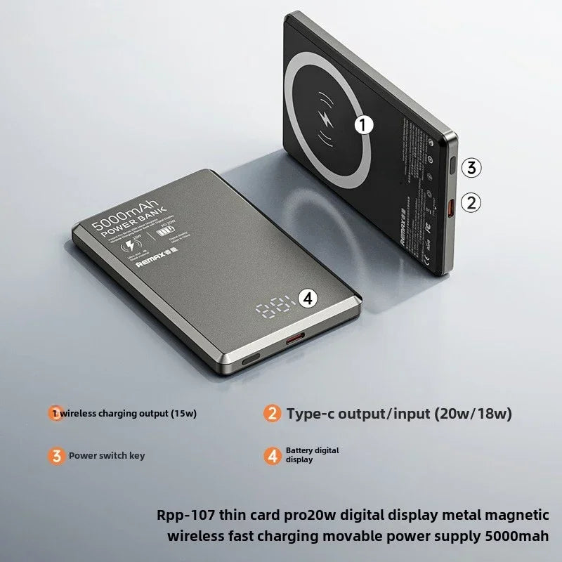 10000mAh Slim Magnetic MagSafe Portable Power Bank – 20W Wireless Fast Charge