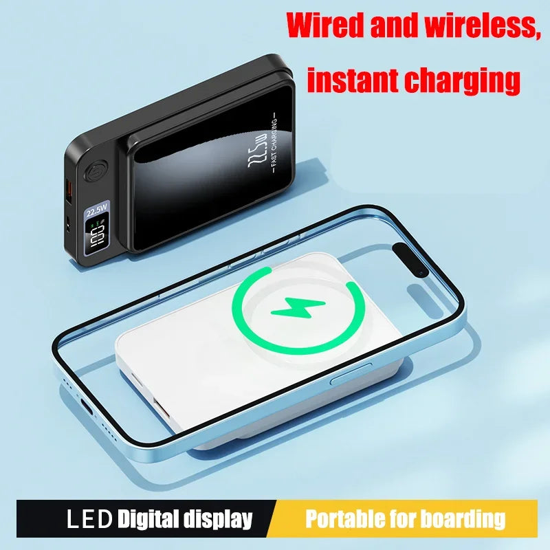 5000mAh Wireless Charger Mini Power Bank – 22.5W Fast Charging | Ultra-Portable Pocket Charger