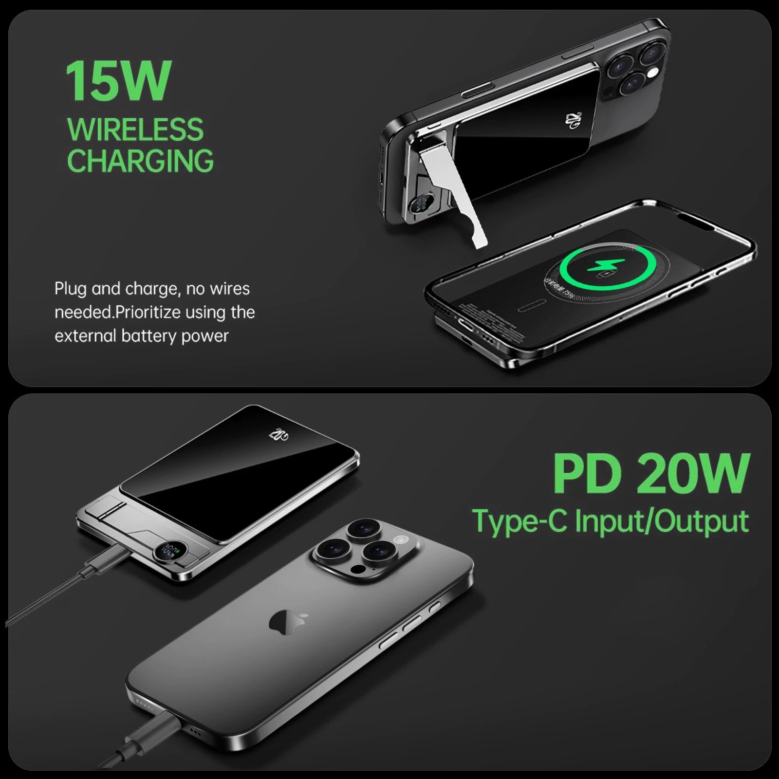 10000mAh MagSafe Power Bank – 20W Fast Wireless Charger