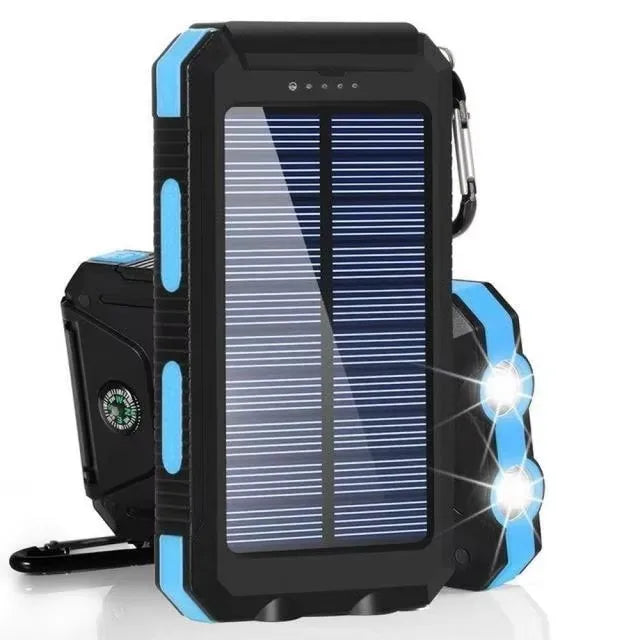 80000mAh Solar Power Bank – Portable Fast Charger with LED Light & Dual USB Ports