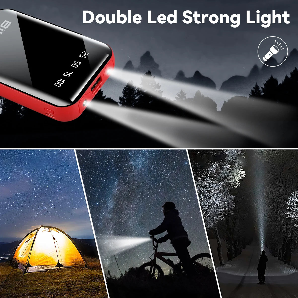 15000mAh Mini Portable Power Bank – Fast USB Charging Battery Pack with LED Display | For All Phones