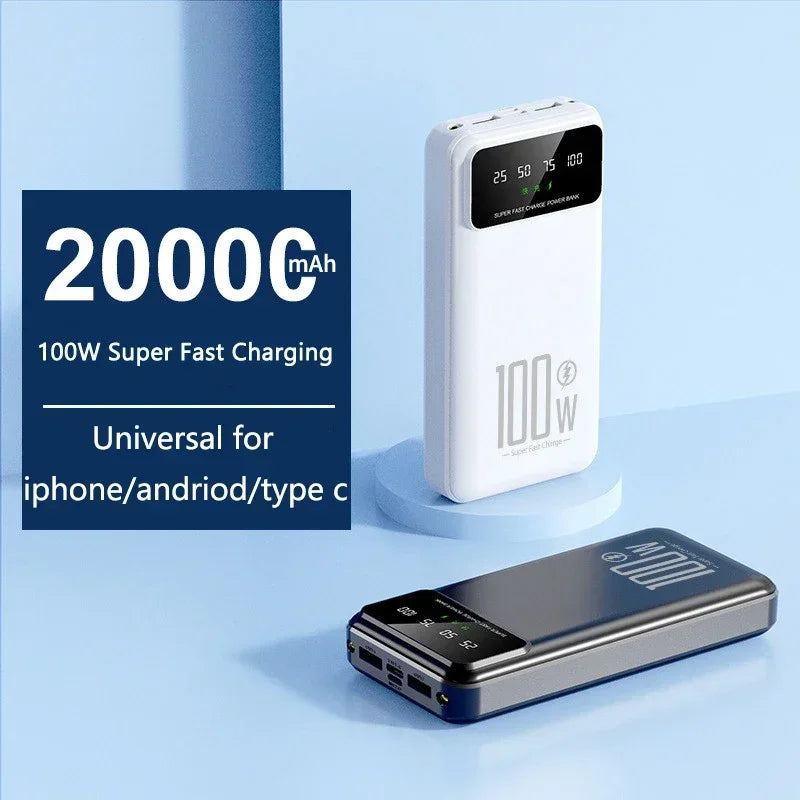 20000mAh 100W Super Fast Charging Power Bank – Portable External Battery