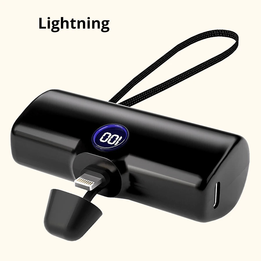 5000mAh Mini Power Bank – 18W Fast Charging Portable Charger with Type-C & Lightning Connector