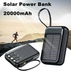 20000mAh Portable Solar Power Bank with LED Flashlight & Compass