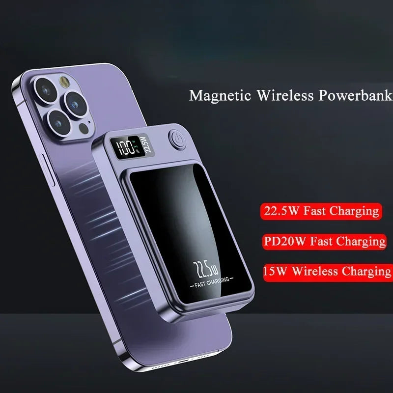 5000mAh Wireless Charger Mini Power Bank – 22.5W Fast Charging | Ultra-Portable Pocket Charger