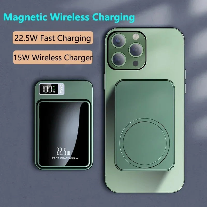 5000mAh Wireless Charger Mini Power Bank – 22.5W Fast Charging | Ultra-Portable Pocket Charger