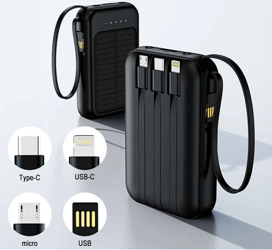 20000mAh Portable Solar Power Bank with LED Flashlight & Compass