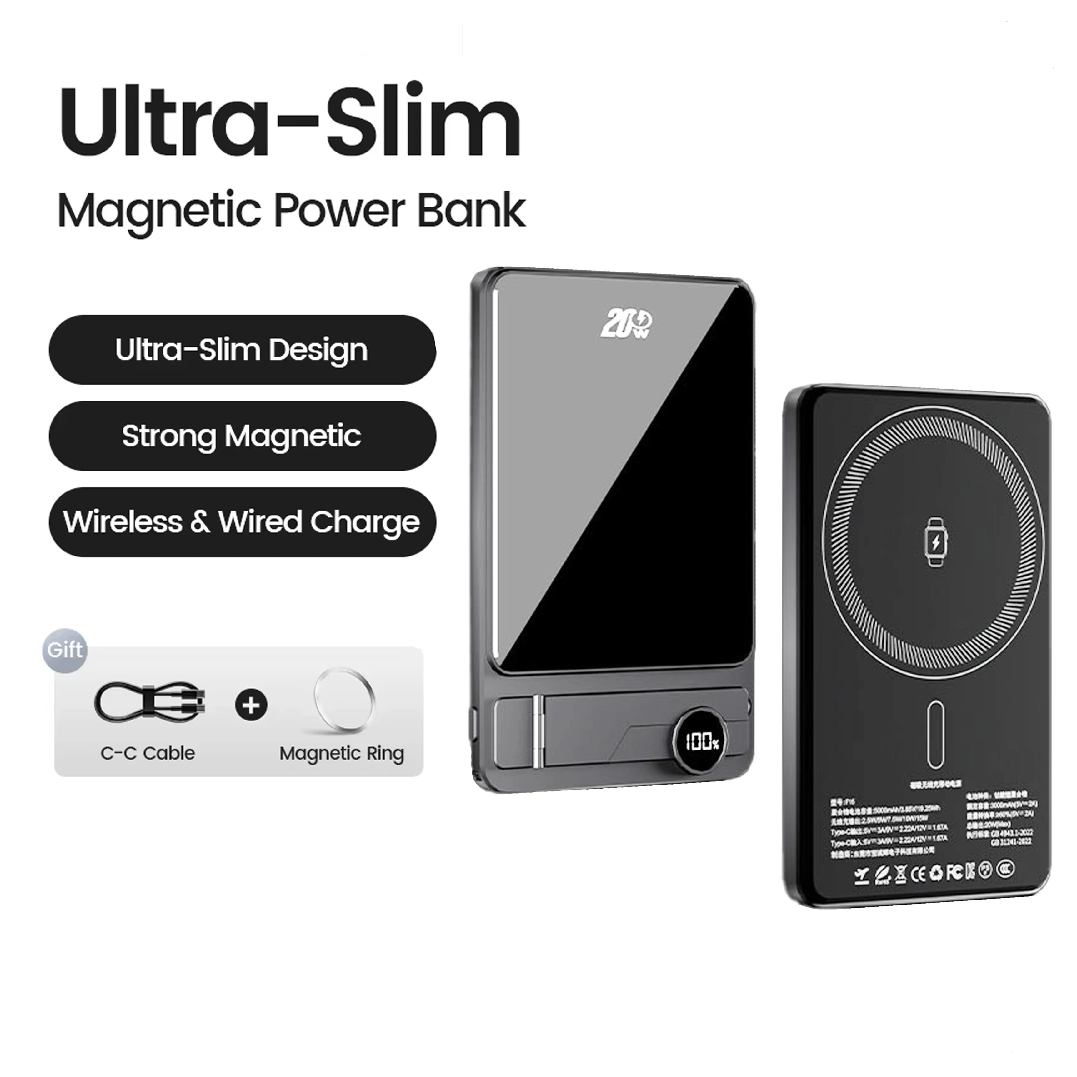 10000mAh MagSafe Power Bank – 20W Fast Wireless Charger