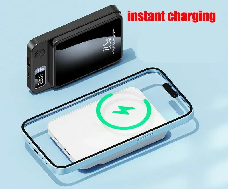5000mAh Wireless Charger Mini Power Bank – 22.5W Fast Charging | Ultra-Portable Pocket Charger