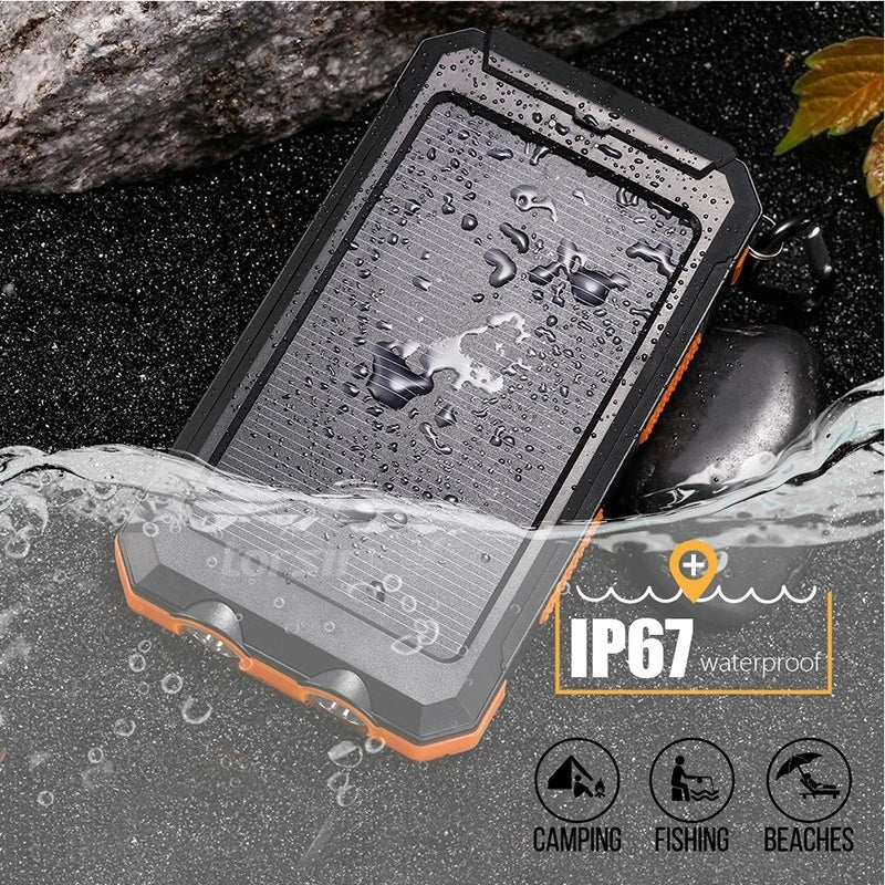 80000mAh Solar Power Bank – Portable Fast Charger with LED Light & Dual USB Ports